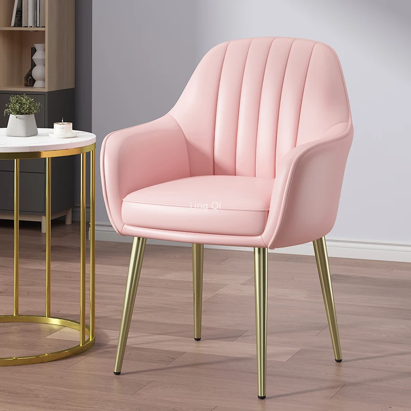 

Living Room Luxury Dining Chairs Pink Comfortable Unique Designer Chairs Waiting Fashion Fauteuil Salon Interior Decorations