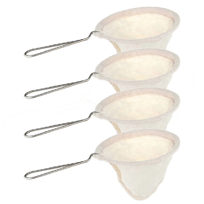

4Pcs Flannel Cloth Coffee Filter Strainers Reusable Coffee Dripper with Handle Handmade Coffee Accessories Use