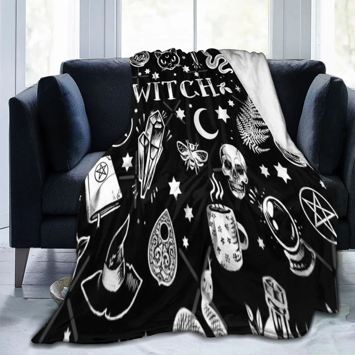 

WITCH PATTERN Throw Blanket Customizable Portable Nice Gift Multi Style