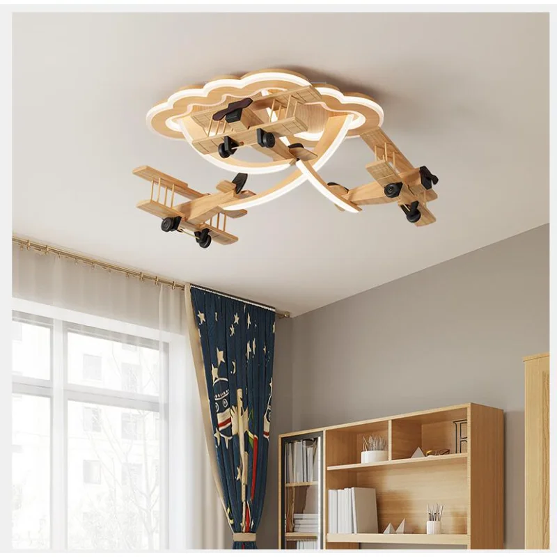 

Chandelier Led Art Pendant Lamp Light Wooden Children Ceiling Fixture Raw Color Kids Room Bedroom In Kids