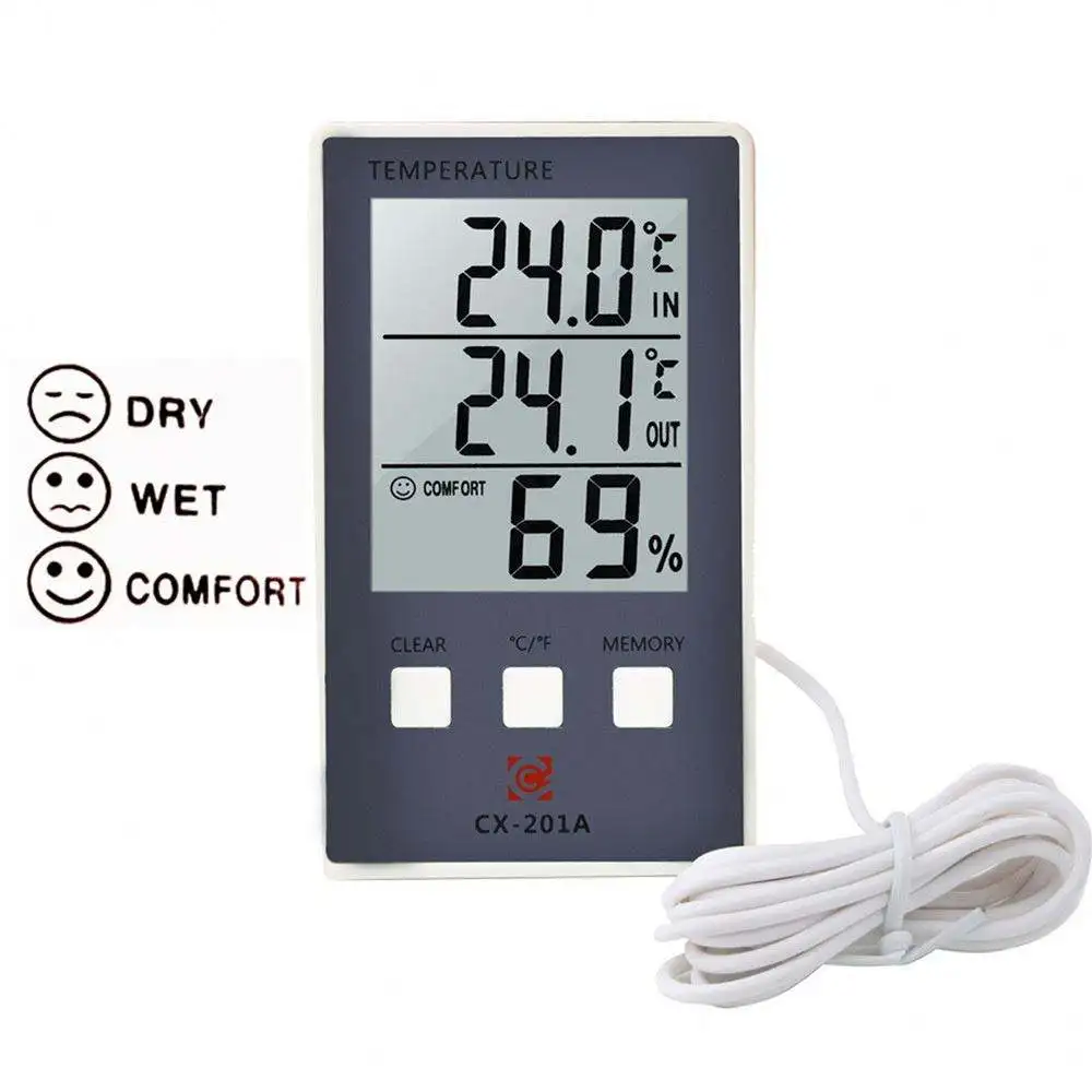 

LCD Display Digital Thermometer Hygrometer Indoor Outdoor Temperature Humidity Meter CX-201A Aquatic thermometer