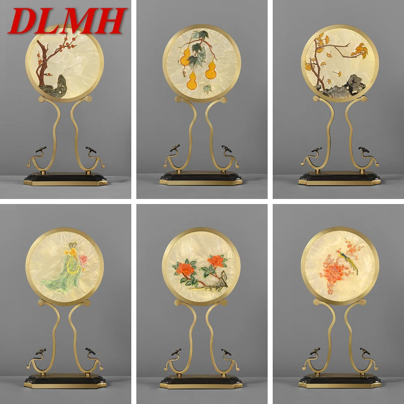 

DLMH Chinese Simple Table Lamp Vintage Brass LED Desk Light Creative Design for Home Bedroom Living Room Bedside Decor
