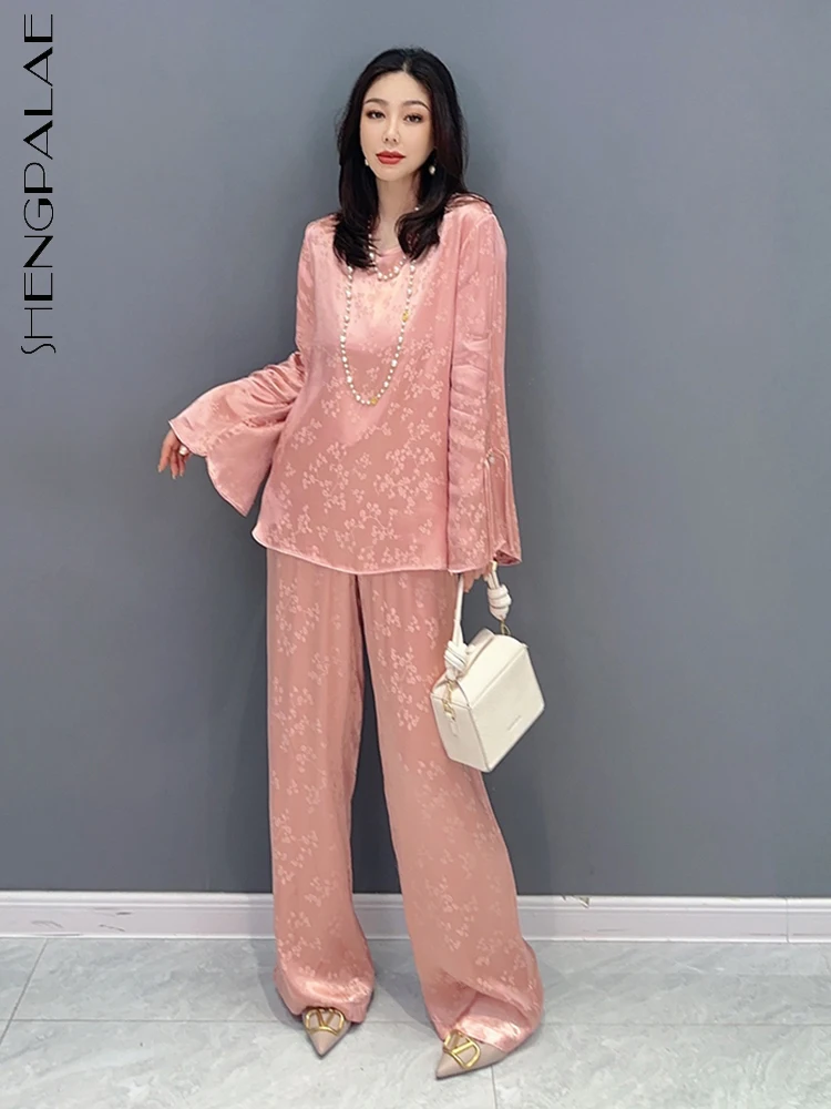 

SHENGPALAE 2 Piece Set Korean Elegant Chic Temperament Top Fashion Casual Loose Pants Women's 2023 Summer New Clothing 5R3046