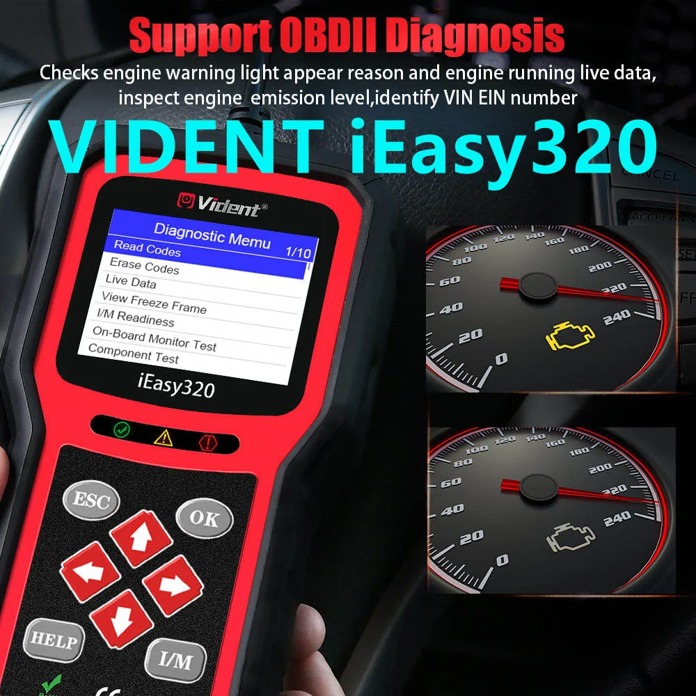Считыватель кодов VIDENT iEasy320 OBDII/EOBD + CAN отличного качества работает с большинством автомобилей, совместимых с OBDII и CAN, 1996 и новее