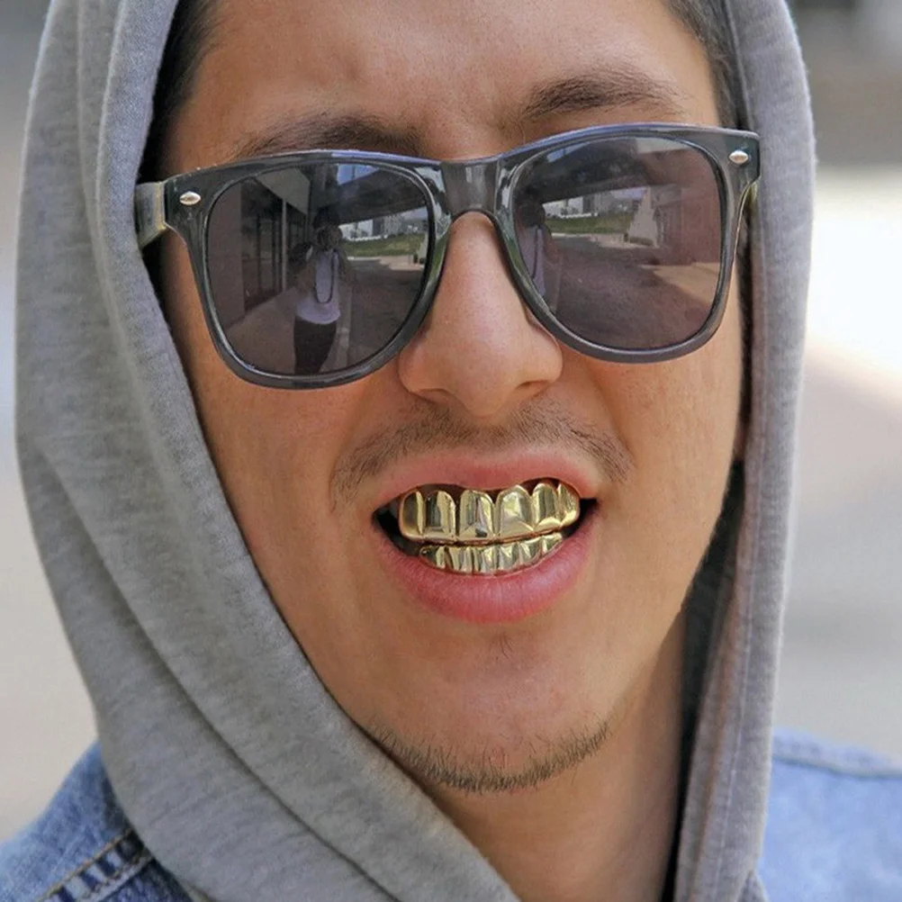 

Hip Hop Teeth Hip Hop Jewelry Golden Teeth Braces and Bottom Set Shiny Teeth