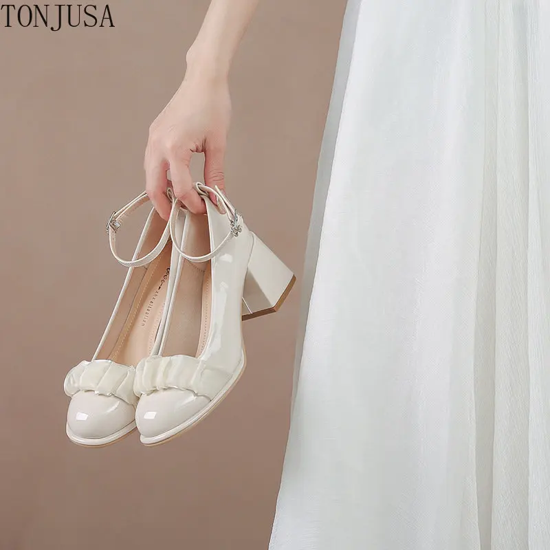 

Весенние Новые Туфли Мэри Джейн на Высоком толстом каблуке с мелким верхом