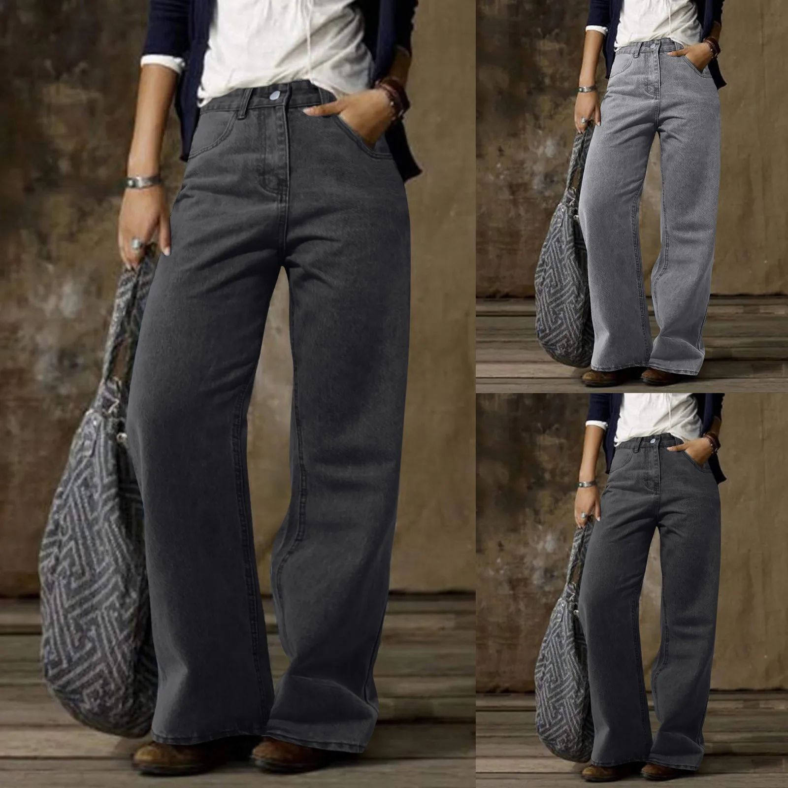 

Flare Wide Leg Jeans Women Elastic High Waist Skinny Mom Denim Pants 2023 Fashion Oversize Casual Winter Trousers Streetwear New