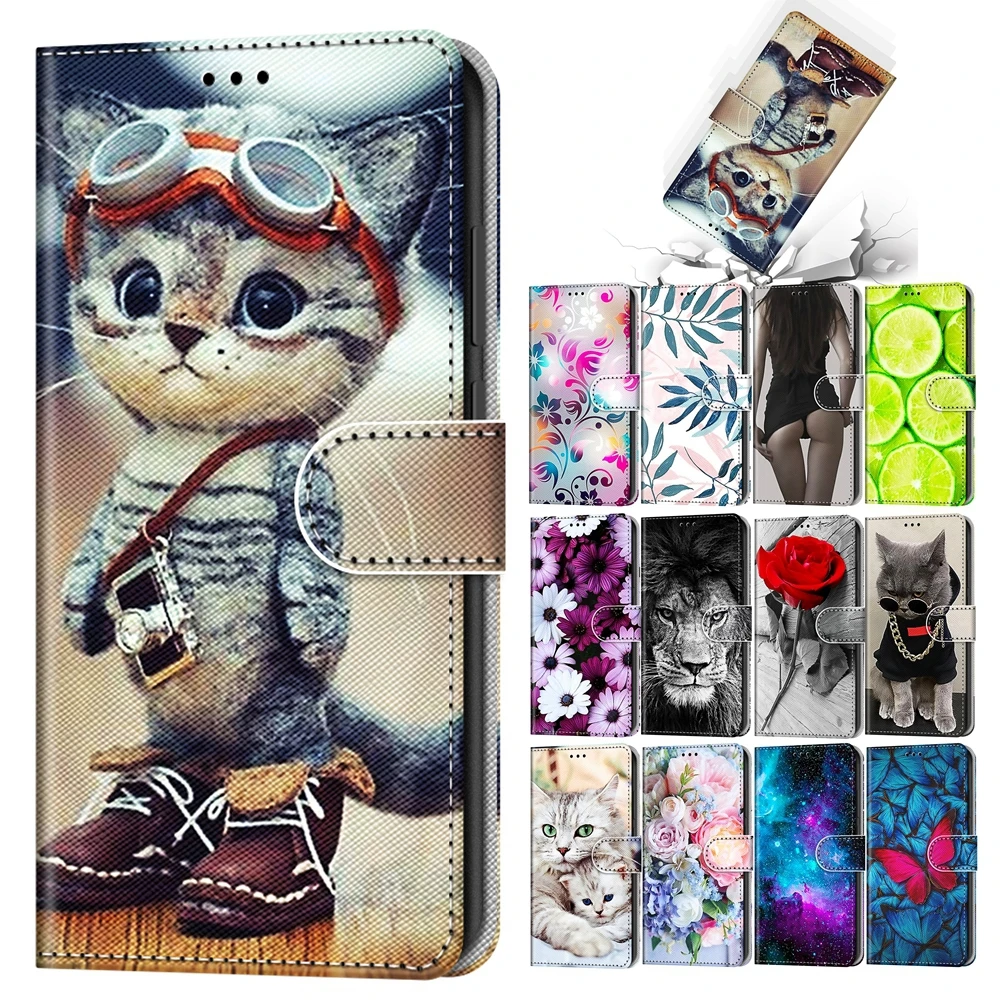 

Funda Redmi Note 11 Flip Wallet Phone Case for Xiaomi Redmi Note 11 10 9 Pro 10S 9S 11E 8T Cases Cute Cat Dog Leather Back Cover