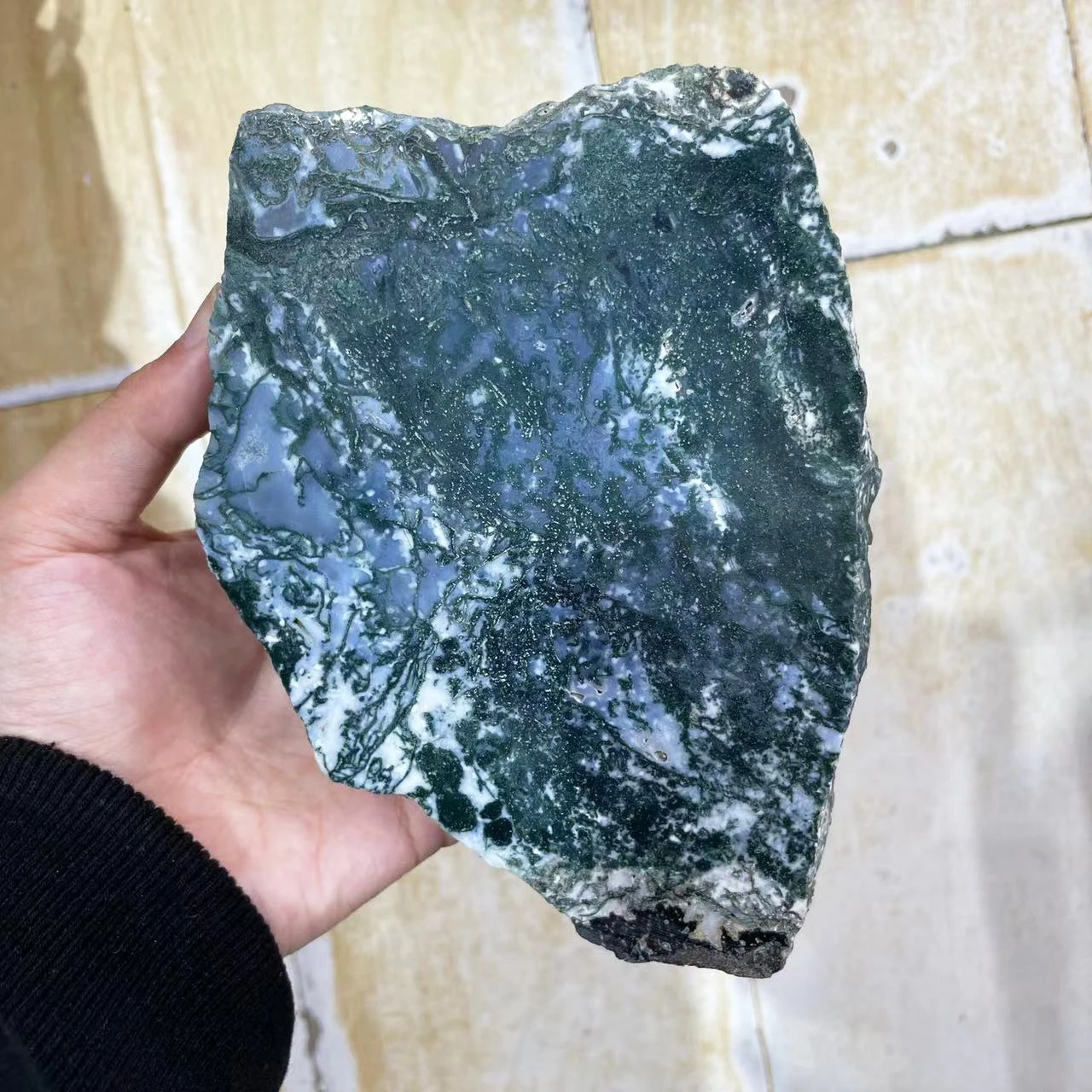 

Natural Green Aquatic Agate Slices Quartz Crystal Energy Healling Home Decoration