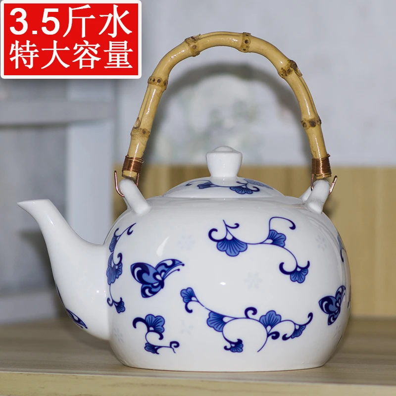 

Extra Large Ceramic Teapot Large Capacity Blue and White Porcelain Lifting Beam Pot Tea Set Underglaze Jingdezhen Porcelain