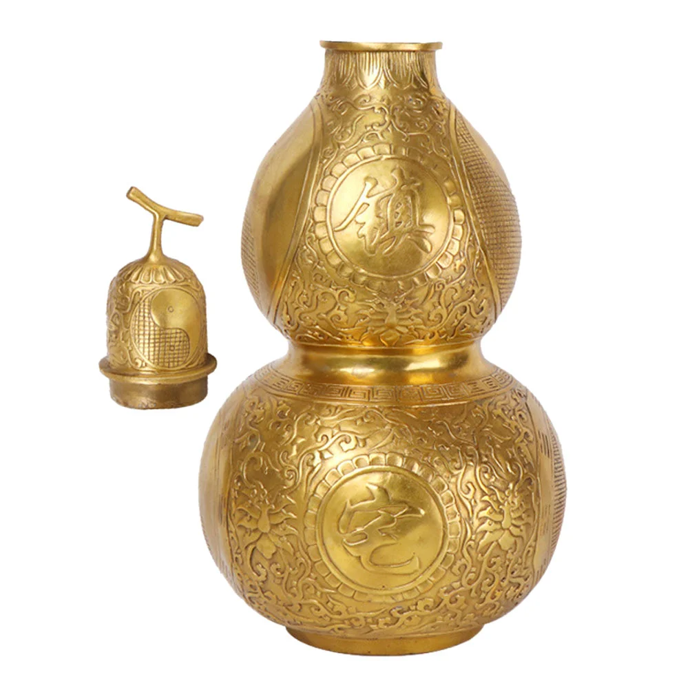 

Gourd Wu Lou Statue Chinese Shui Feng Sculpture Figurine Calabash Decoration Decor Brass Ornament New Year Pendant Wealth