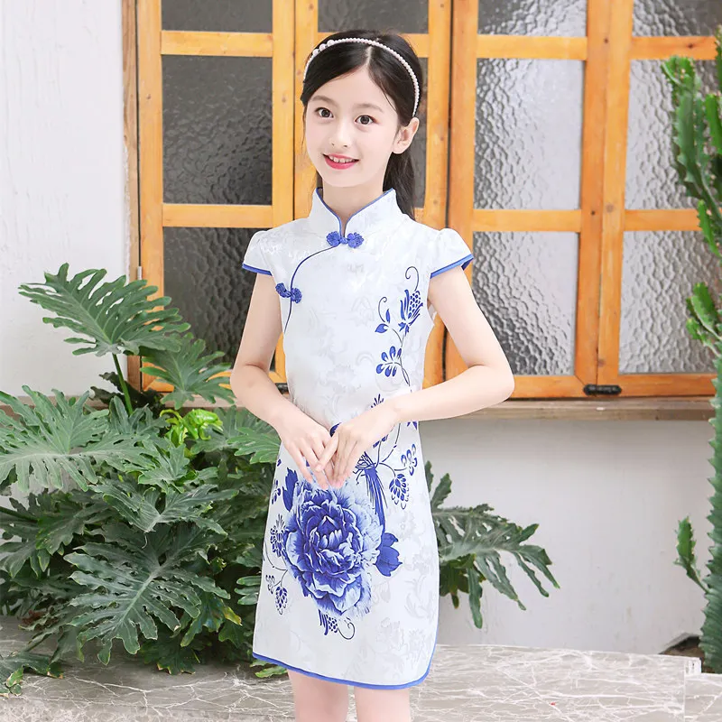 Summer Girl Dress Party Chinese Dresses Qipao Baby Casual Vestidos Fashion Kids Cheongsam Modern Performance Children's Clothing