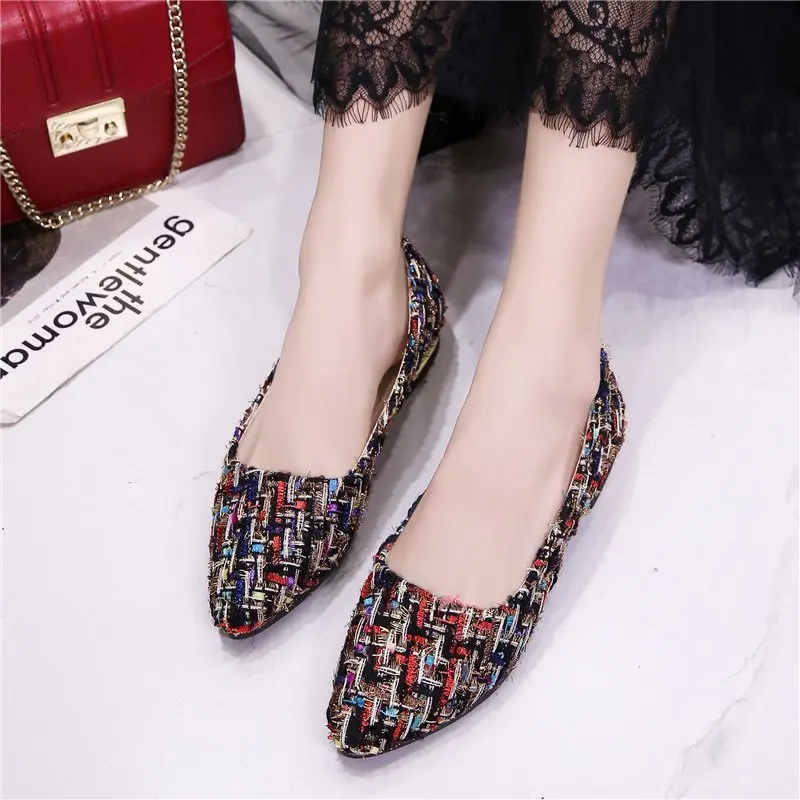 

Туфли-лодочки женские с острым носком, повседневная клетчатая обувь на плоской подошве, без застежки, туфли с металлическим каблуком, весна