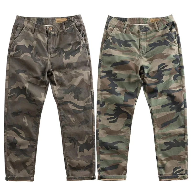 

Autumn New American Casual Cargo Pants Amikaki Retro Style Men's Loose Straight Camouflage Trousers Trend