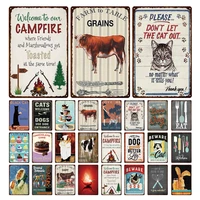 welcome to farm campfire be aware of dogs farm warning retro tin signs metal tin plate sign art poster wall decor for bar home