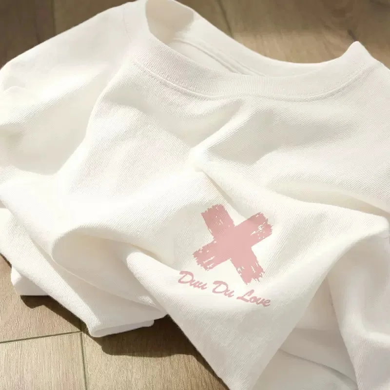 

T-shirt White women's cotton short sleeve top