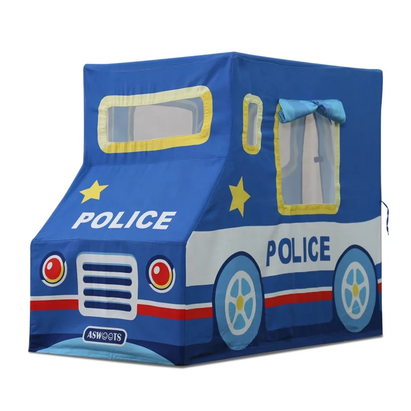 Asweets indoor Children Play Tent Cotton Canvas Wooden Frame Kids Police Station Playhouse