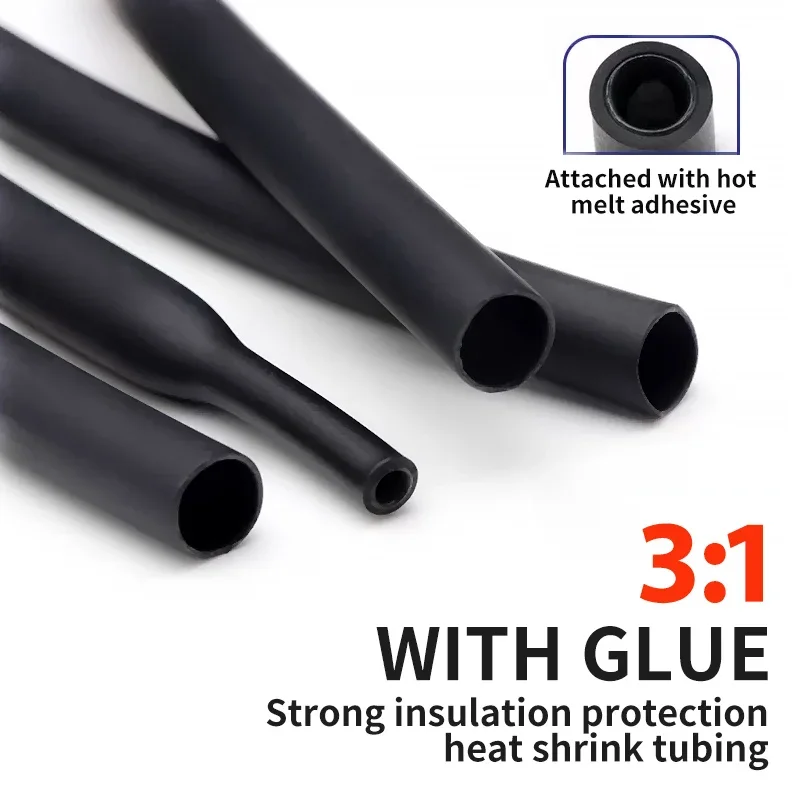 

100 метров/10 м, 4,8/6,4/7,9/9,5/12,7/15,4 мм, термоусадочная трубка, соотношение 3:1, полиолефиновая термокабельная муфта с клейкой подкладкой, изолированная