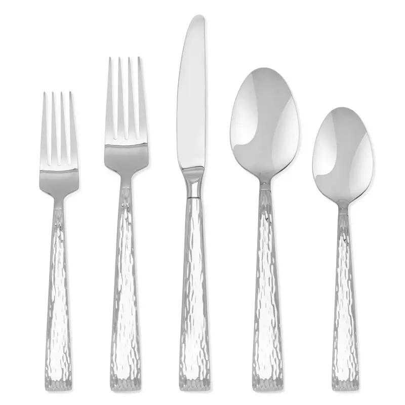 

Signature™ Brocade Hammered - 20 Piece Flatware Set, Service for 4 Picnic Kawaii plate Wooden bowl Juego de vajilla completa L