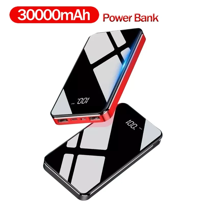 

NEW2023 Power Bank 30000mAh Portable Charger Powerbank External Battery Two-way Quick Charge LED Digital Display Fast Charging F