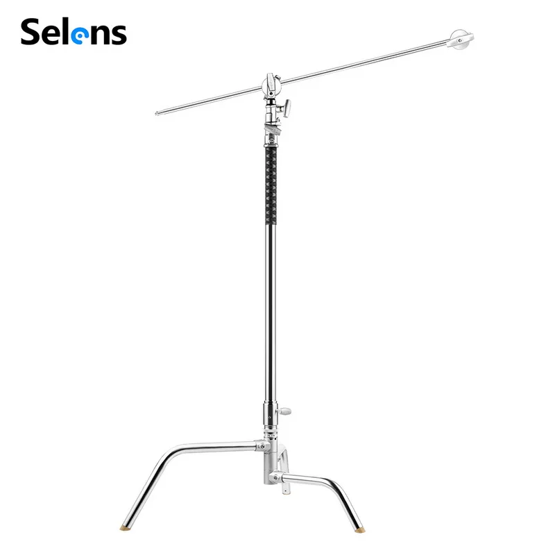 

Selens SLS136B 10ft/305cm Sliver Heavy Duty C Stand with Boom Arm Quick Release Stand for Studio Photography Softbox Reflector