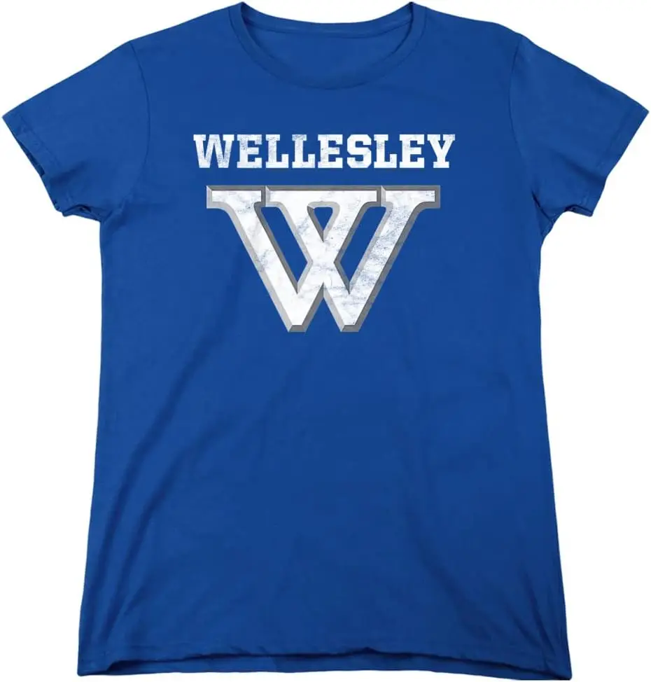 Wellesley College Official Distressed Primary Logo Women's T Shirt