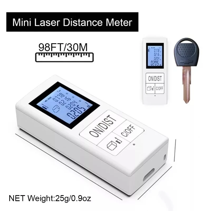 

Mini Digital Laser Distance Meter Rechargeable Measure 98 Ft/30M Home Use Measurement Tool 0.03-30m Rangefinder