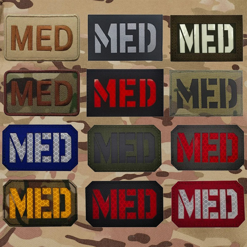 MED тактические военные вышитые нашивки, декоративные светоотражающие ...