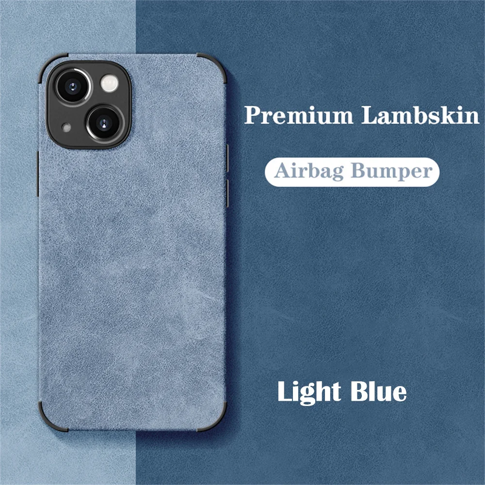 

Luxury Shockproof Matte Lambskin Leather Case For IPhone 14 13 12 11 Pro X XR XS Max 7 8 Plus Soft Fabric Vintage Cover Genuine