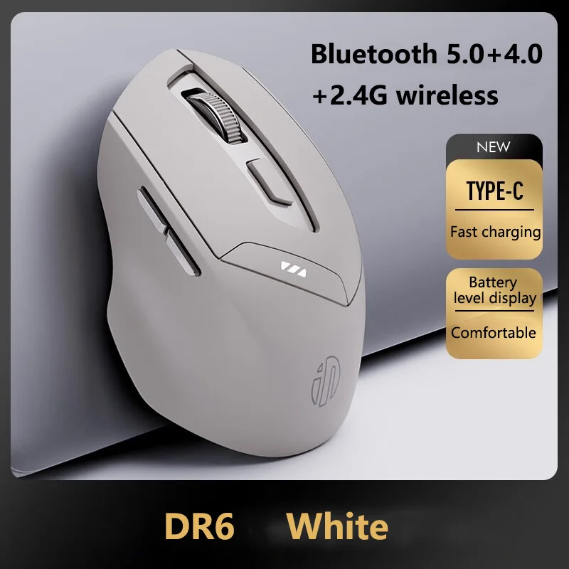 Фото Беспроводная мышь Inphic DR01 Bluetooth, эргономичный дизайн, бесшумная перезаряжаемая мышь для домашнего офиса, ноутбука, настольного компьютера и планшета №3