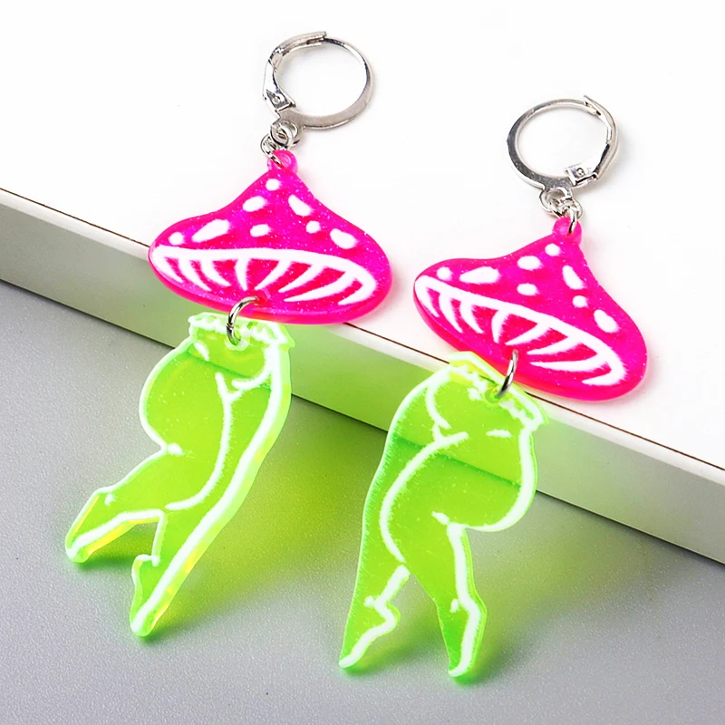 

Funny Mushroom Sexy Legs Acrylic Earrings for Women Cute Cartoon Ballet Dancer Long Dangle Drop Earring Vintage Jewelry Gifts