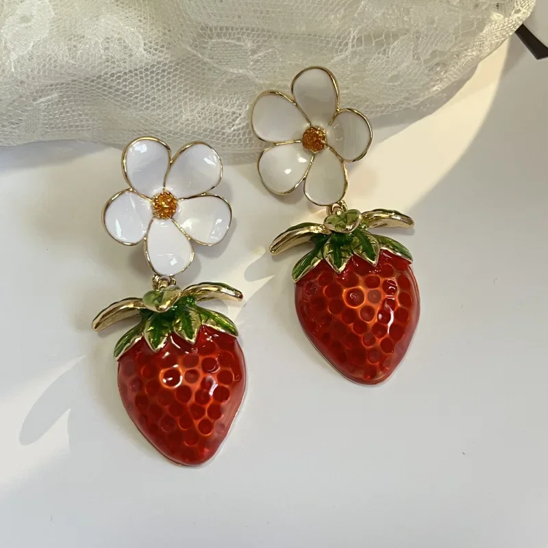 NISHIZAWA милые серьги с клубникой для женщин цветы капельная глазурь элегантные