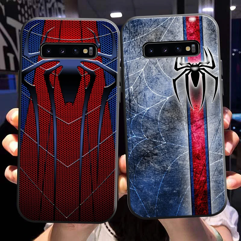 

Spiderman Logo For Samsung Galaxy S10 S10 Plus S10E S10 Lite S10 5G Phone Case Liquid Silicon Coque TPU Black Soft Funda
