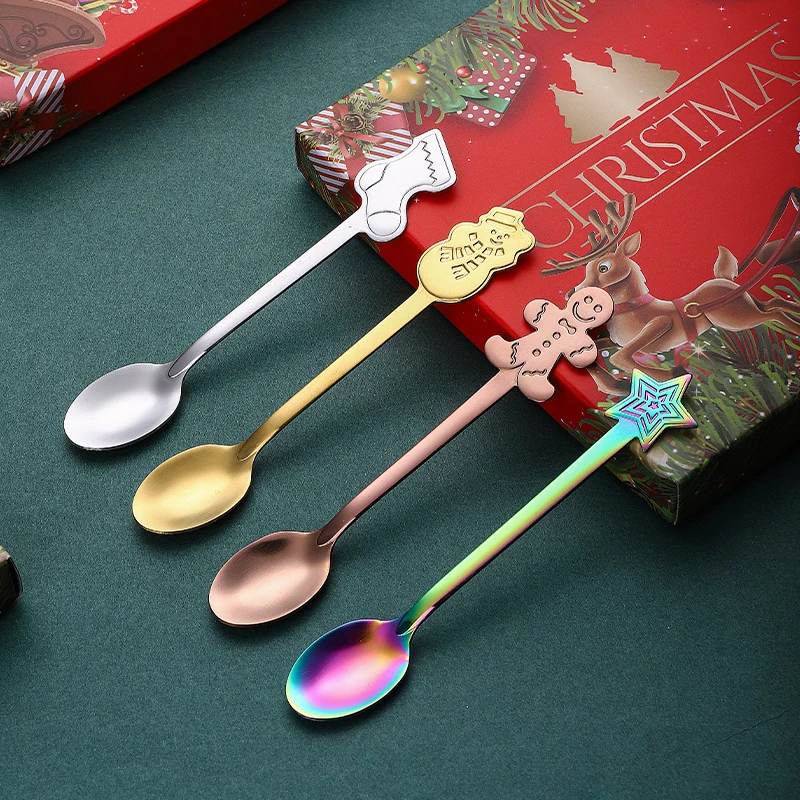 

Christmas Spoon Tableware Stainless Steel Spoon Christmas Spoon Gift Box Set Creative Stainless Steel Cute INS Dessert Spoon