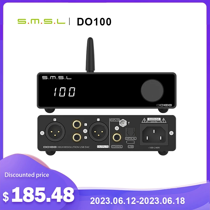 SMSL DO100 DAC for PS5 ES9038Q2M*2 DSD512 32Bit 768KHZ OPA1612x4 Balanced single output Bluetooth 5.0/USB/Optical /Coaxial Input