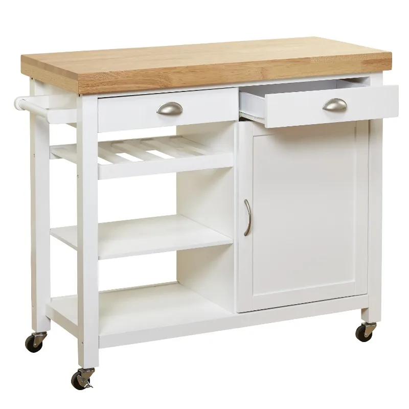 

Martha Kitchen Cart, Rubber wood top, Multiple Colors