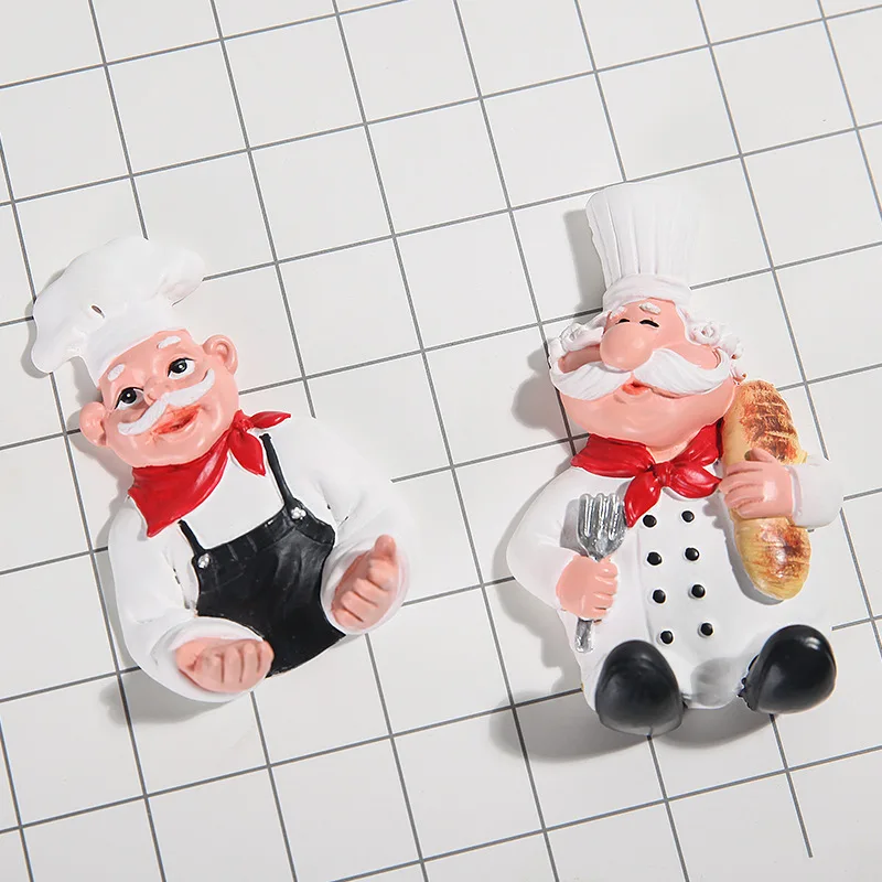 

Creative Fashion Cartoon Chef Wall Hanging Home Decoration Accessories For Kitchen Resin Embellishments Hook Up