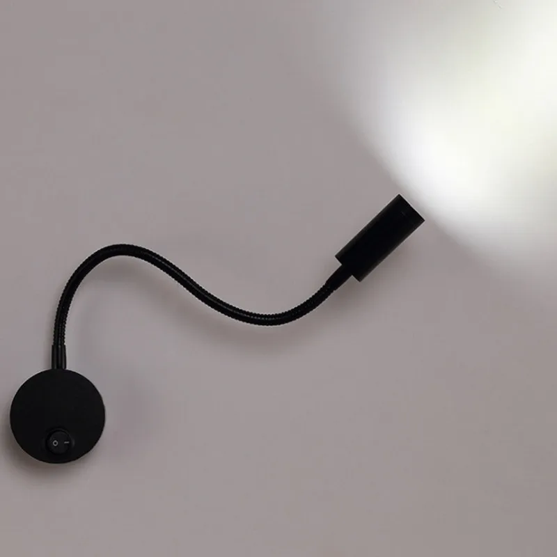 

Gooseneck Wall Lamp for Bed Headboard Desk Bedside LED Working Study Reading Home Light Switch LED Black White Silver Night Lamp