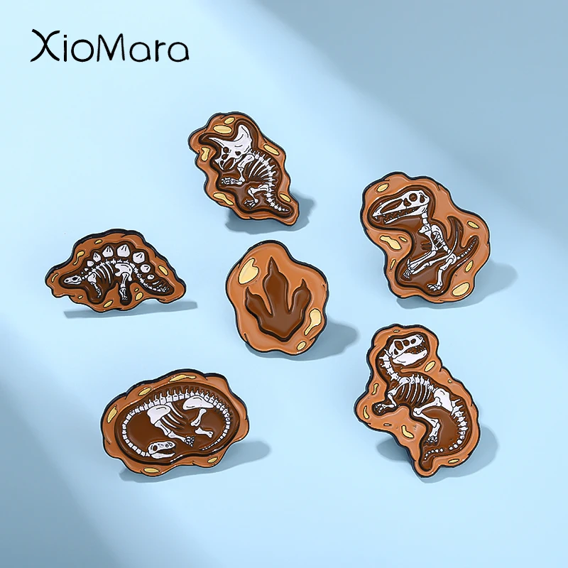 

Dino Skeletons Fossil Enamel Pins Custom Biological Specimen Animal Paw Brooches Lapel Badges Jewelry Gift Free Shipping