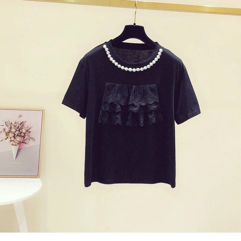 

Round neck T shirt women's 2022 summer new maternity t shirt Black