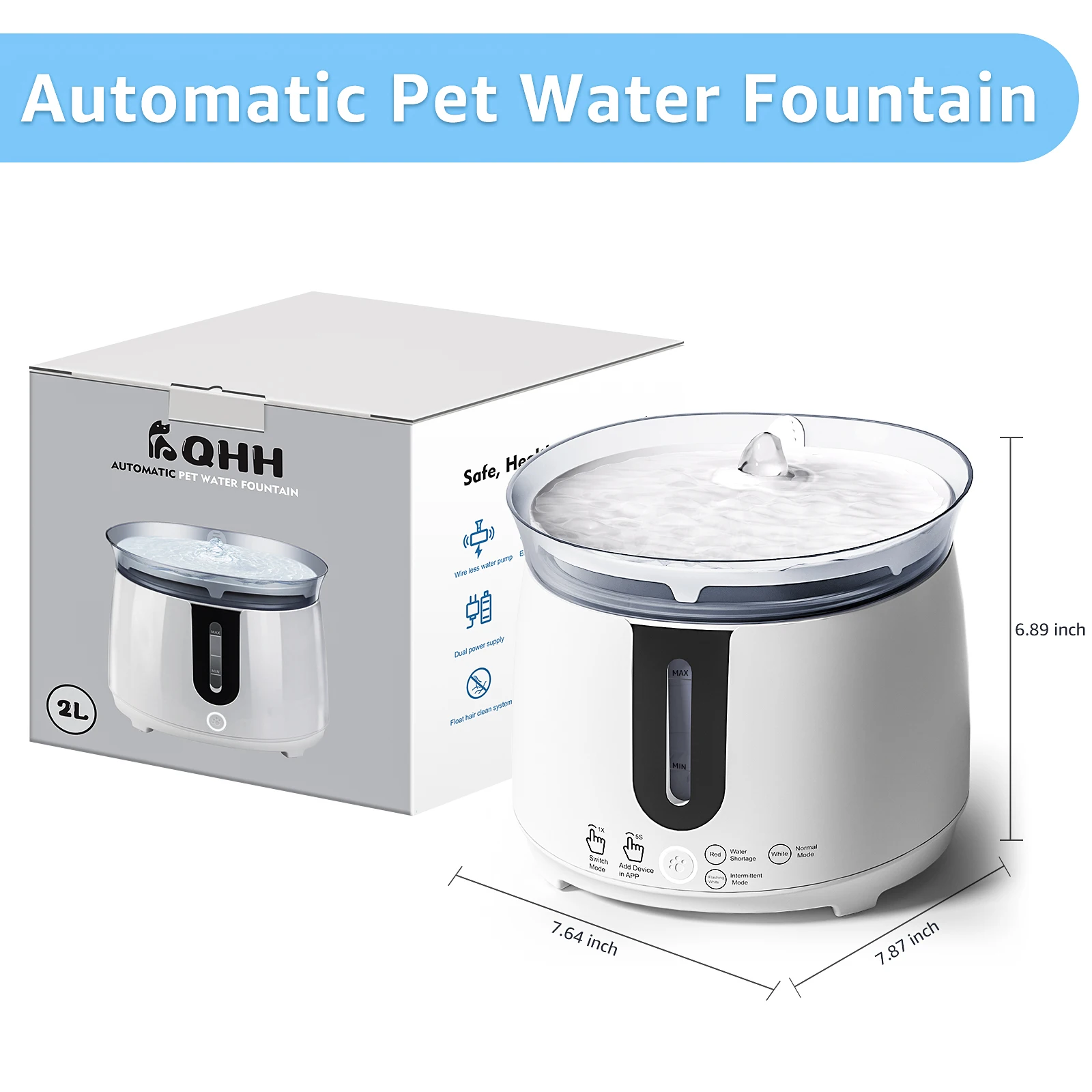 

Pets Cat Water Fountain Auto Feeder Cat Supplies Water Bowl Intelligent Wireless Automatic Circulation Pet Water Dispenser