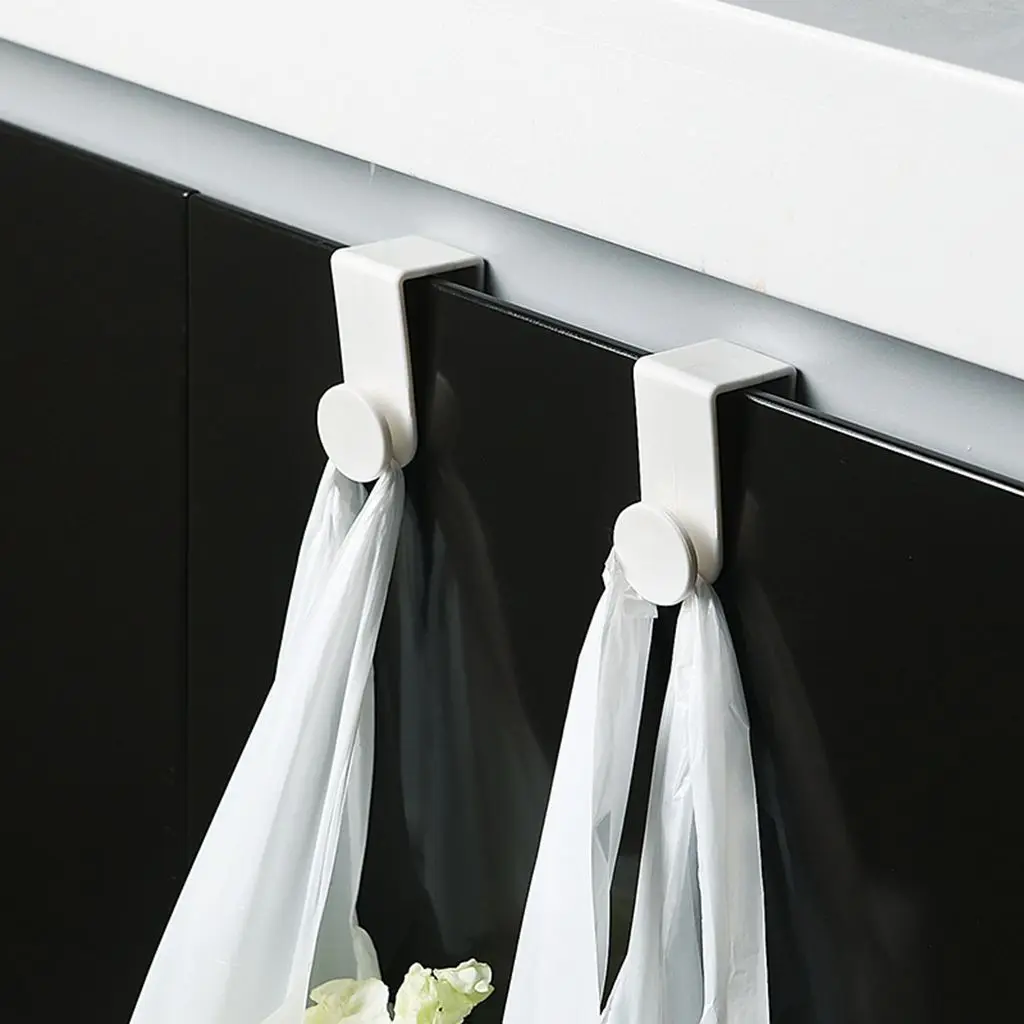 

2 Pcs/Set Multi-Functional White Door Hooks Creative ABS Material Bathroom Organizer Space Saving Seamless Pothook Home Storage