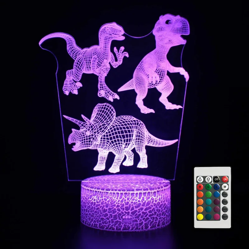 

3D Cute Dino Lamp for Kids LED Dinosaur 3D Illusion Night Lamp Lovely USB Acrylic Night Light for Home Decoration
