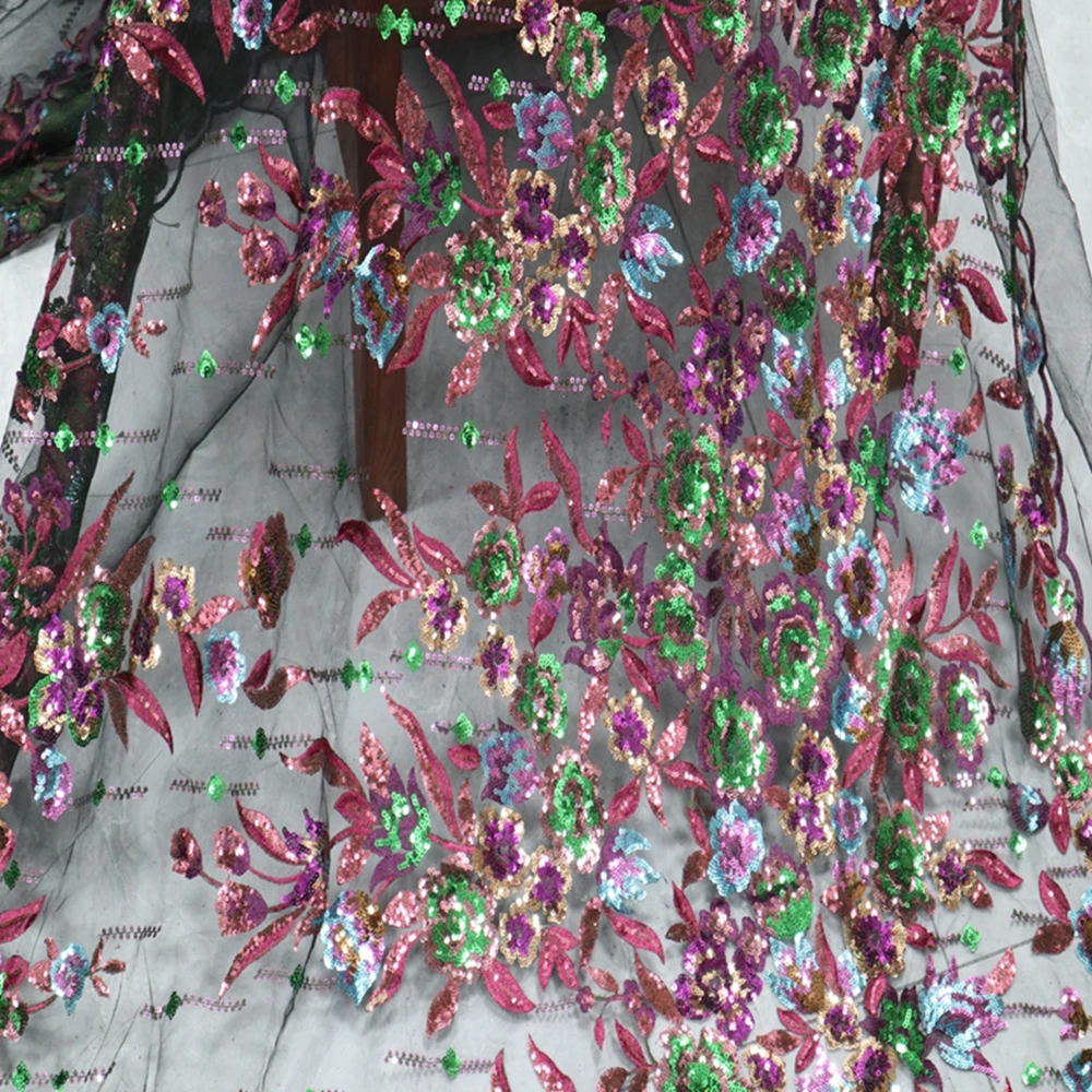 

5 yards African Lace Fabric 2021 French Sequin French Lace Fabric High Quality Nigerian Lace Embroidery Tulle Lace Fabric Dress