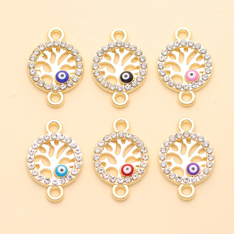 

10Pcs Gold Color Metal Zircon Life Tree Eye Connectors Charms For DIY Necklace Bracelet Pendants Jewelry Accessories Findings