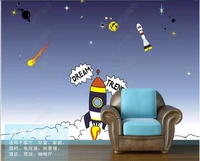 custom photo mural wallpaper 3d cartoon rocket lifts off childrens background decor wallpapers for walls in rolls living room