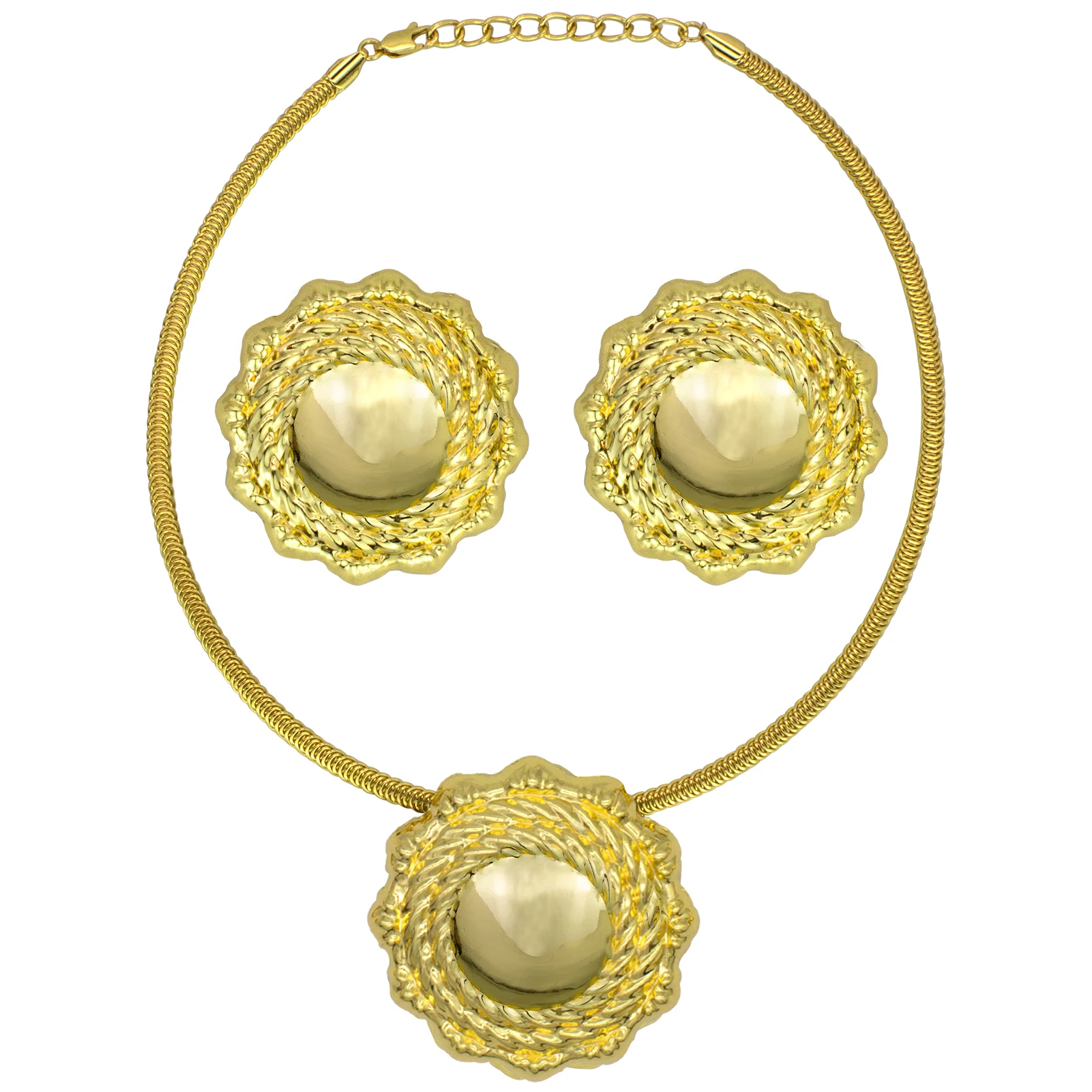 

Новые дубайские Золотые Ювелирные наборы для женщин, Африканский комплект ювелирных изделий для свадьбы, позолоченные ожерелье и серьги дл...