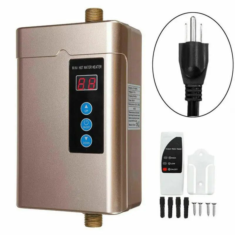 

Electric Hot Tankless Water Heater US Plug 3000W 110V Instant Boiler For Bathroom Kitchen Hot Water Heating Shower LCD Display