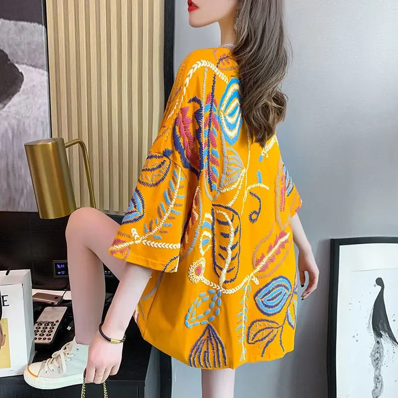 

Summer Clothing Woman Short Sleeve Oversized T Shirts Korean Fashion Print Womens T-shirt Loose O-Neck Tops for Women Q335