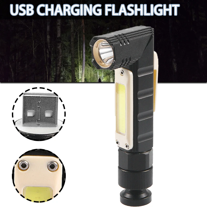 

1pc 500-999 Lumens USB Rechargeable Magnetic Light Working Inspection Flashlight COB LED Headlight With Built-in Battery 3 Modes